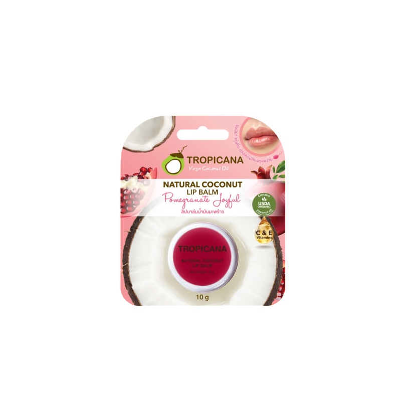 Bálsamo Labial Hidratante de Coco Tropicana – Aroma a Granada Alegre (Sin Parabenos) 10 g, Tailandia Bálsamo Labial Hidratante de Coco Tropicana – Aroma a Granada Alegre (Sin Parabenos) 10 g, Tailandia