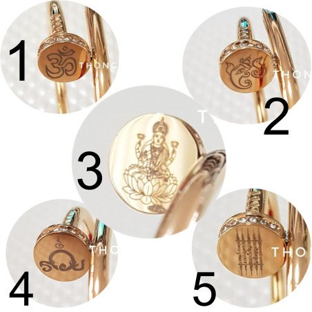 Stainless Steel Diamond-Embedded Nail Bracelet with Om, Ganesha, Unalome, and Lakshmi Motifs - From Thailand