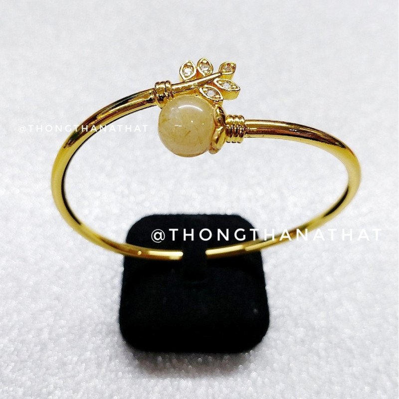 Gold Silk Bracelet with Olive Leaf Design - From Thailand