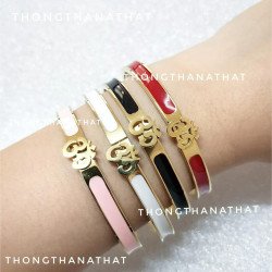 Enamel Om and Ganesha Bracelet - From Thailand
