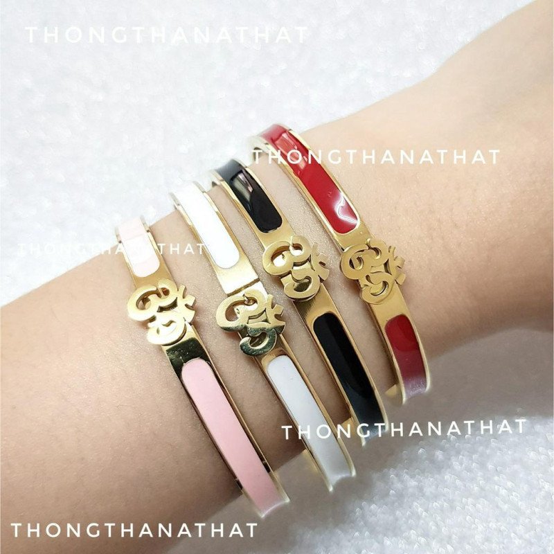 Enamel Om and Ganesha Bracelet - From Thailand